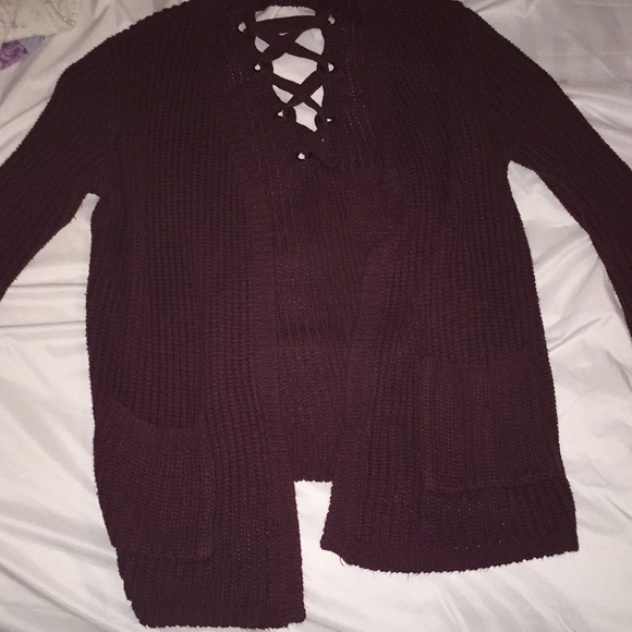 Sweaters - Maroon/Burgundy Cardigan